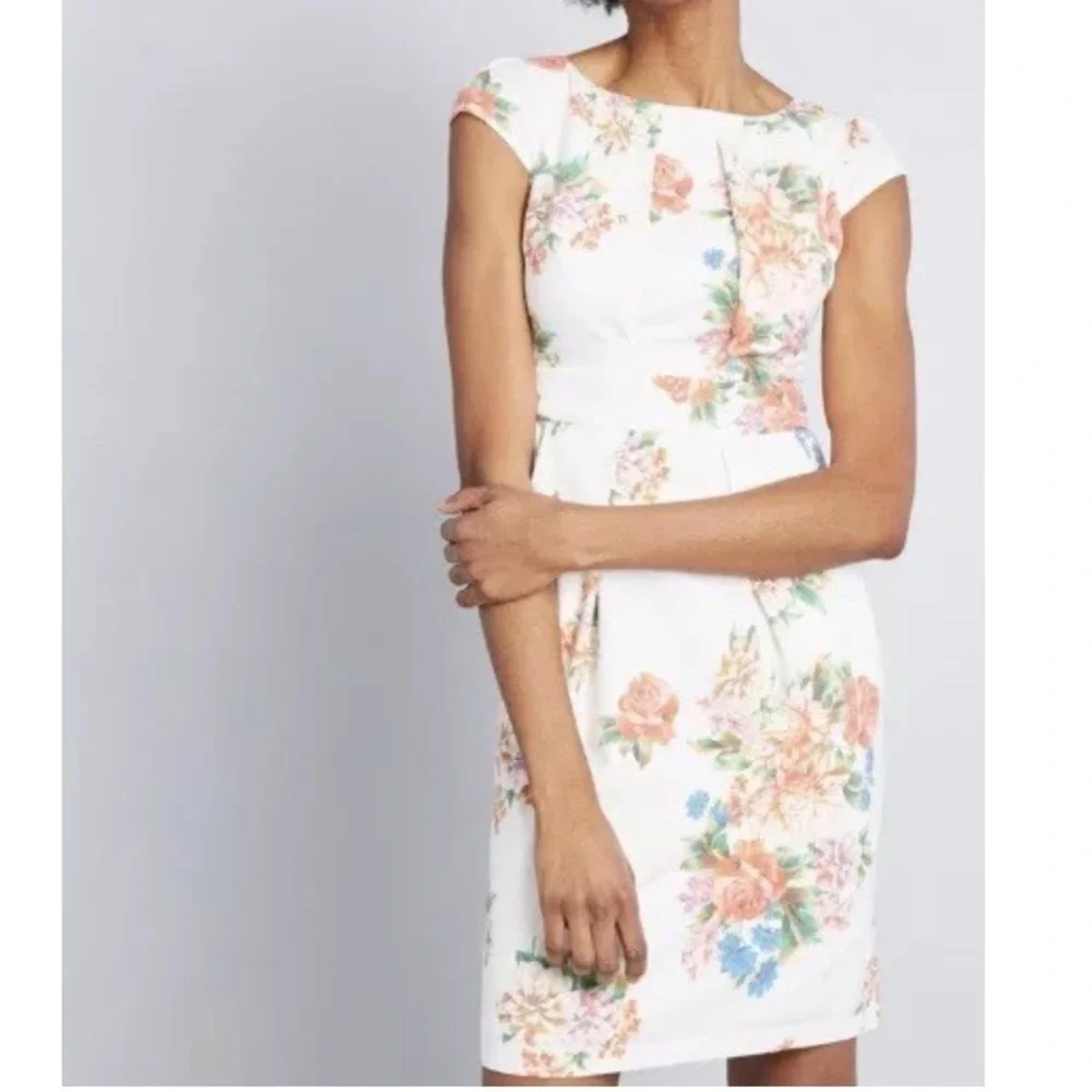 ModCloth Elegant Reflections Floral Sheath Dress Size Small - Picture 4 of 10